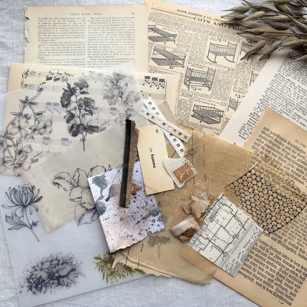 Collage Kit, Mixed Media Art Kit, Floral