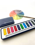 Watercolor Set- 12 Artist Grade Colors + Wood Paintbrush