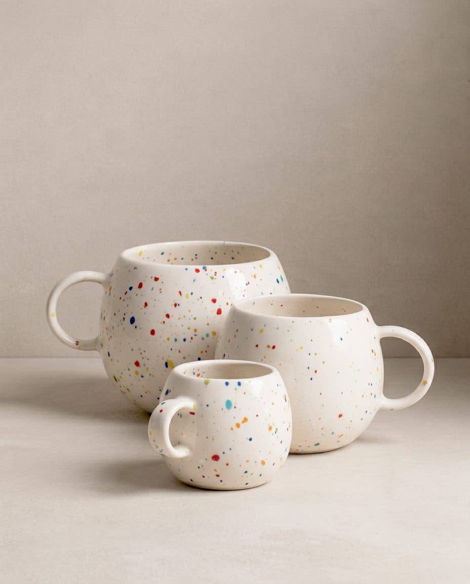Stoneware Ceramic White Ball Mug
