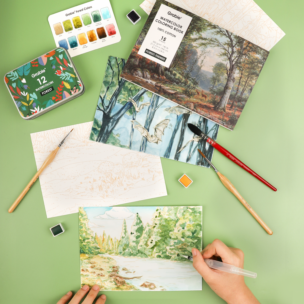 Watercolor Coloring Club Box- Forest