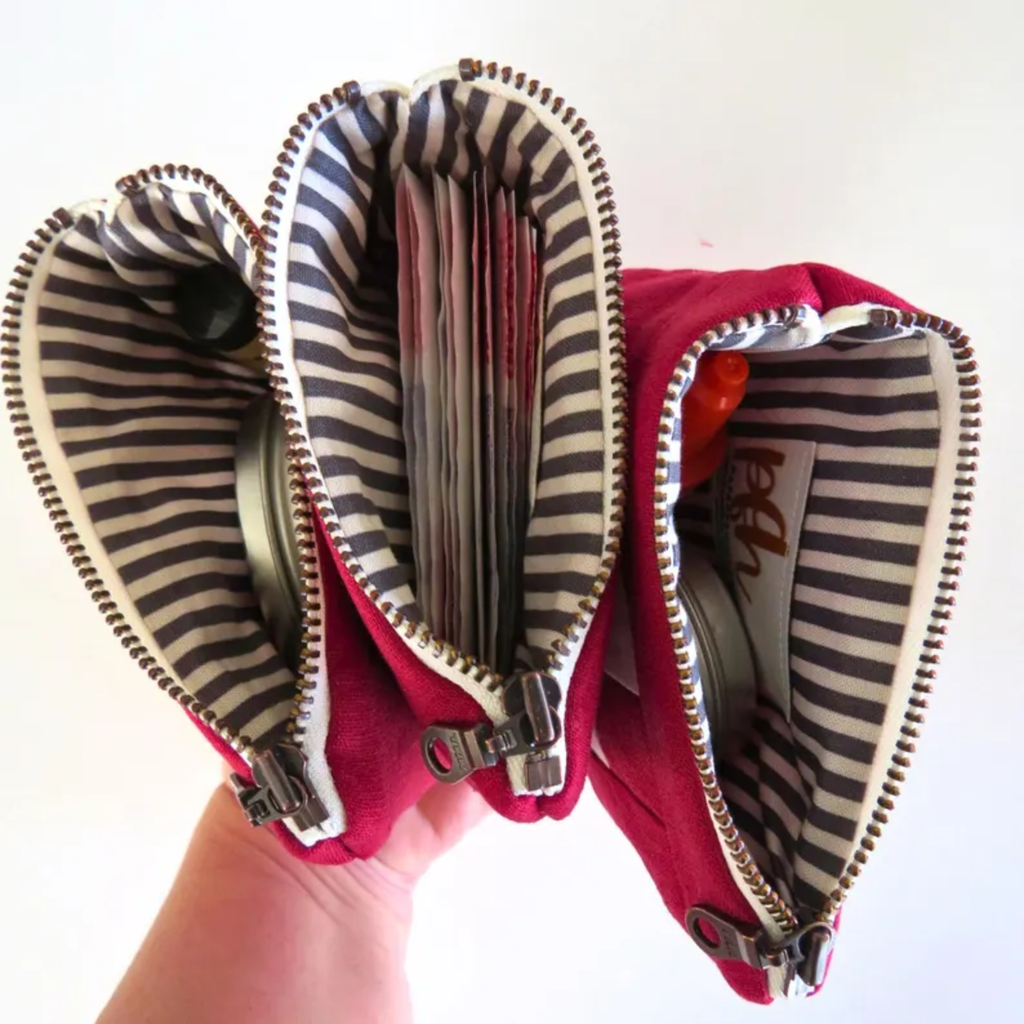 Handmade Sawtooth Quilted Linen Pouch