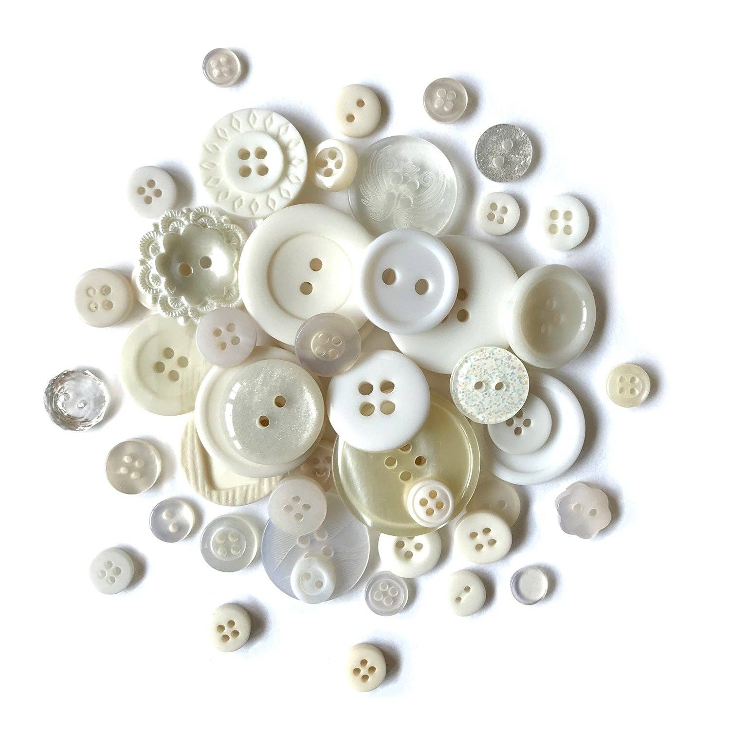 Antique White Buttons Jar