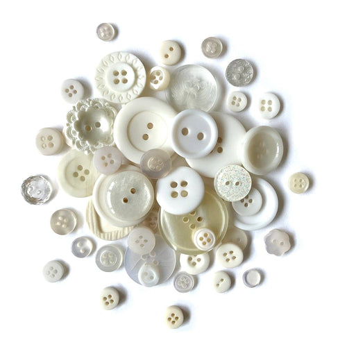 Antique White Buttons Jar