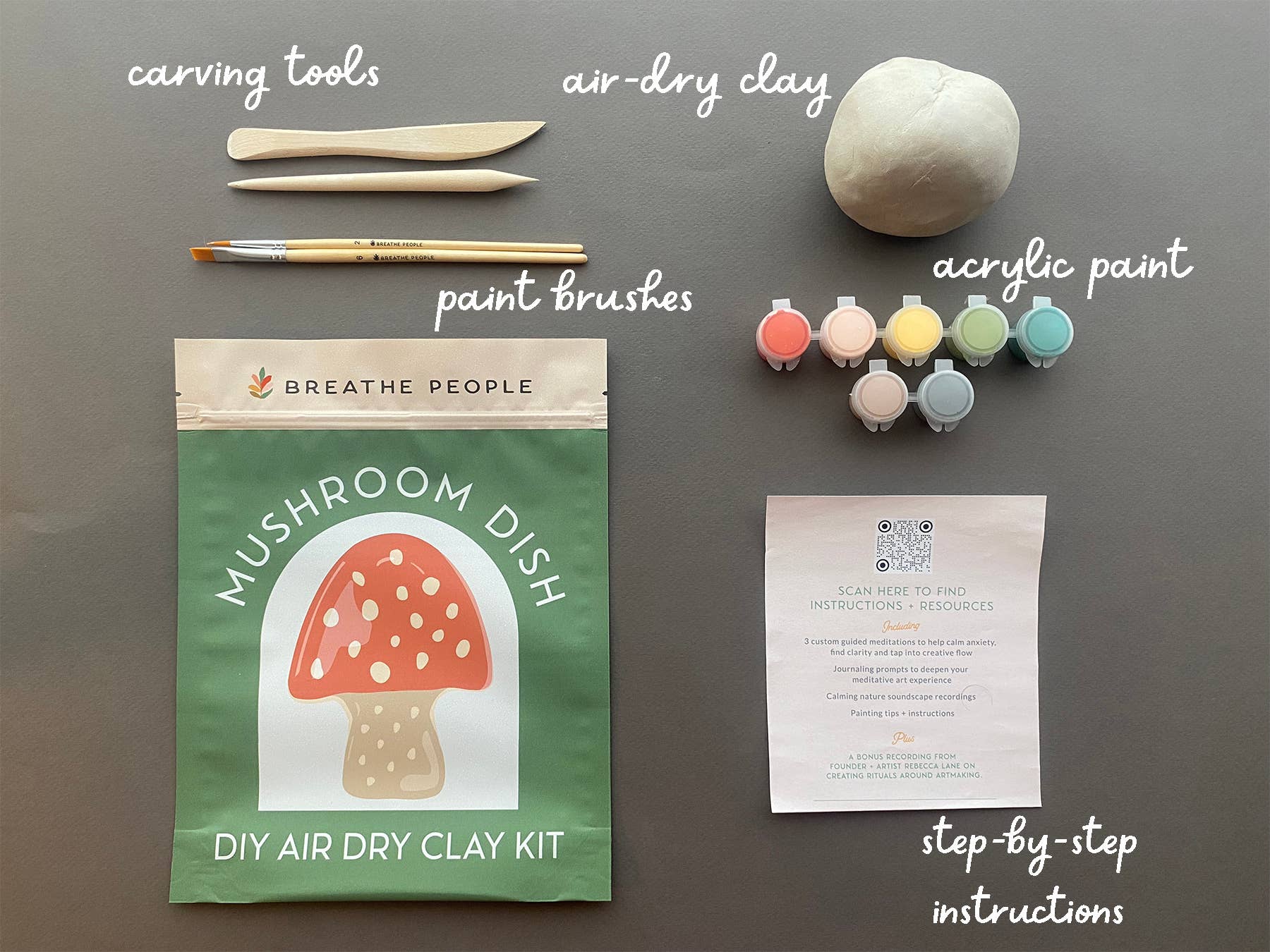 Air Dry Clay Kit- Mushroom Dish