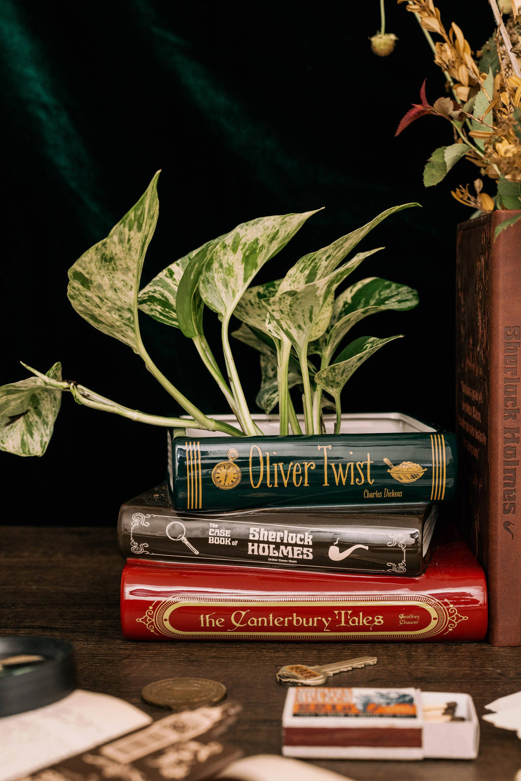 Stacked Book Planter, Sherlock