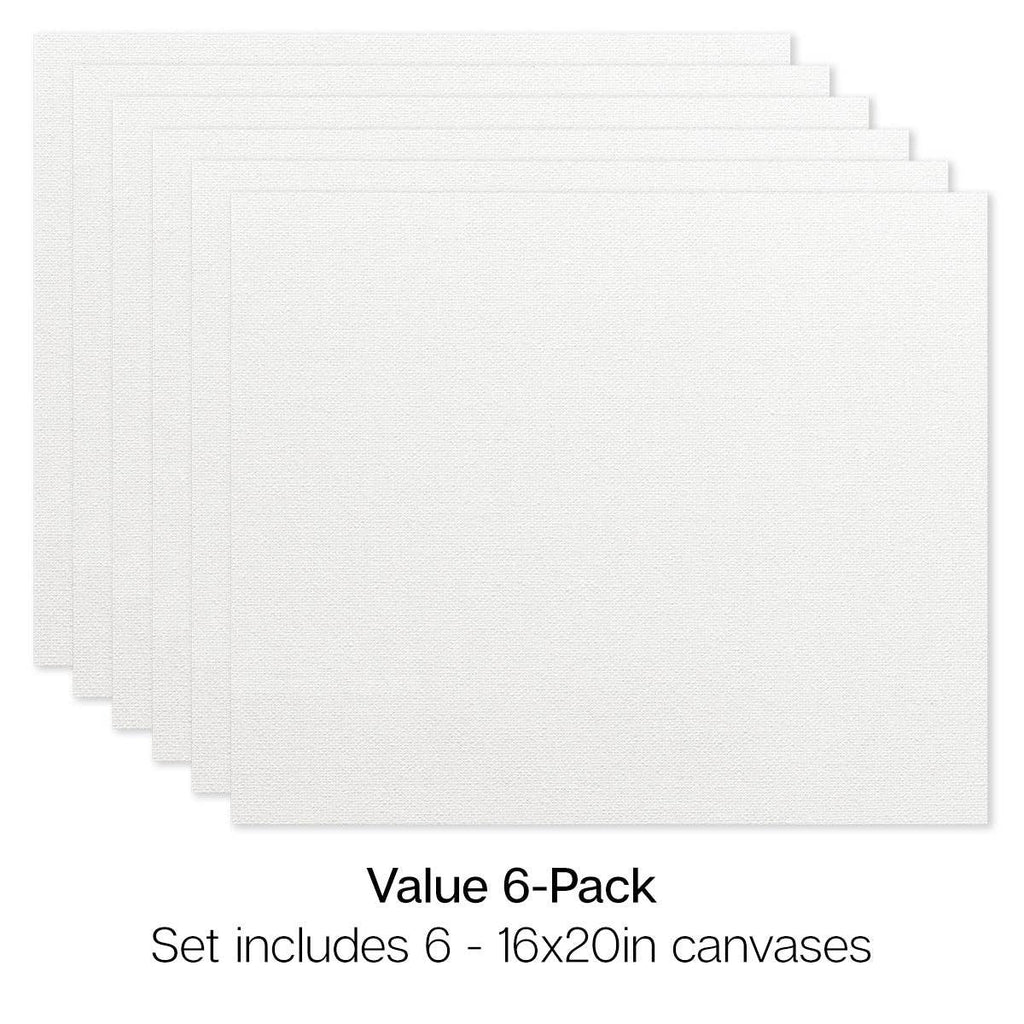 Stretched White Canvas - 16" x 20" - 6 Pack - 100% Cotton, Primed