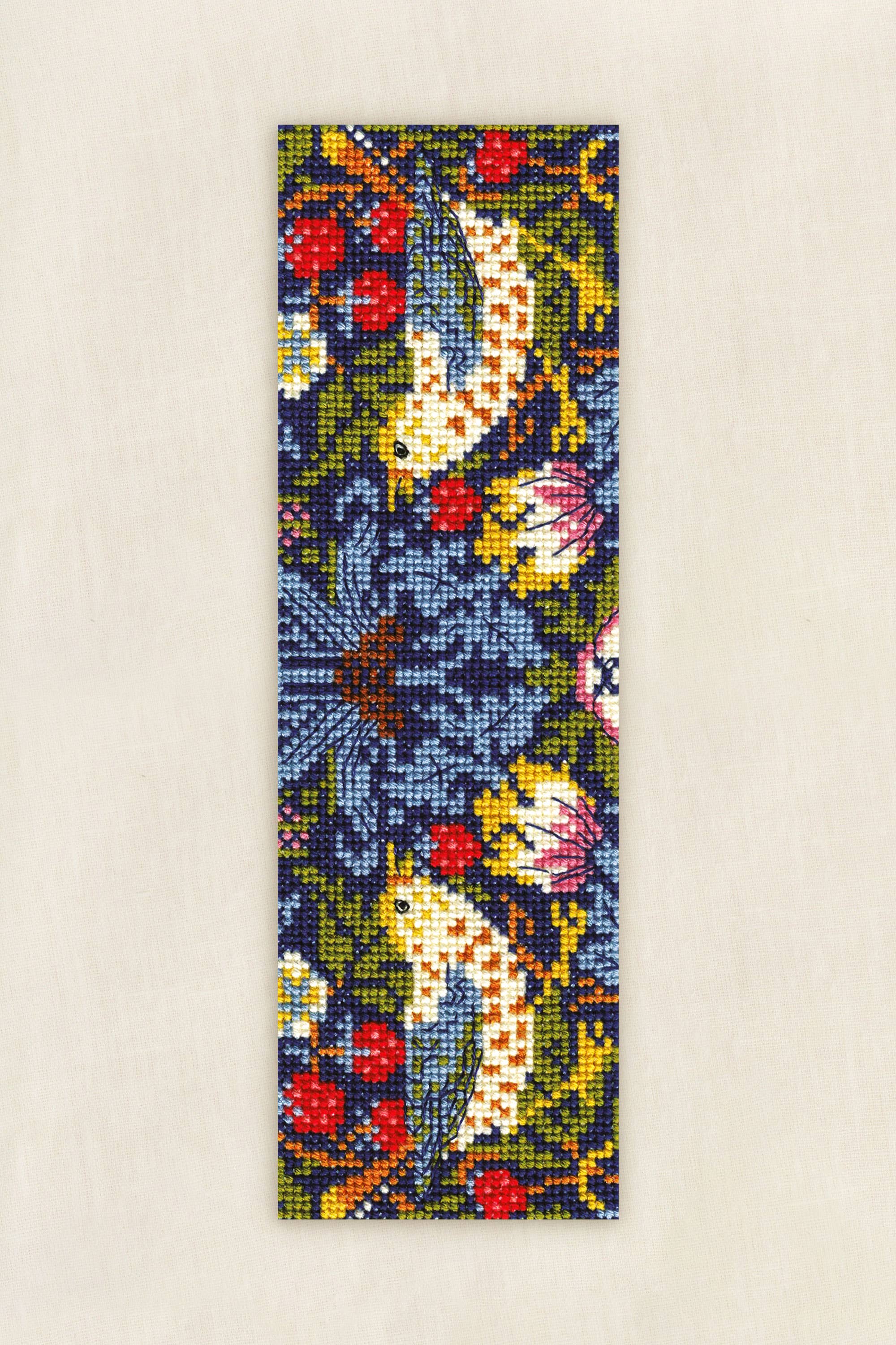 Strawberry Thief Cross Stitch Bookmark