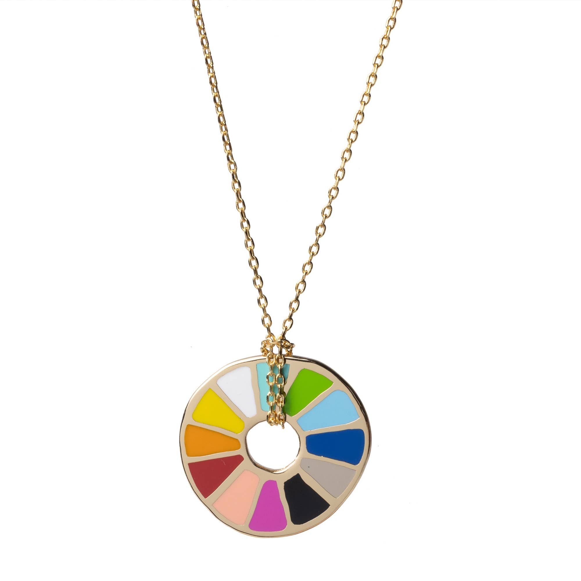 Color Wheel Gold Pendant Necklace |