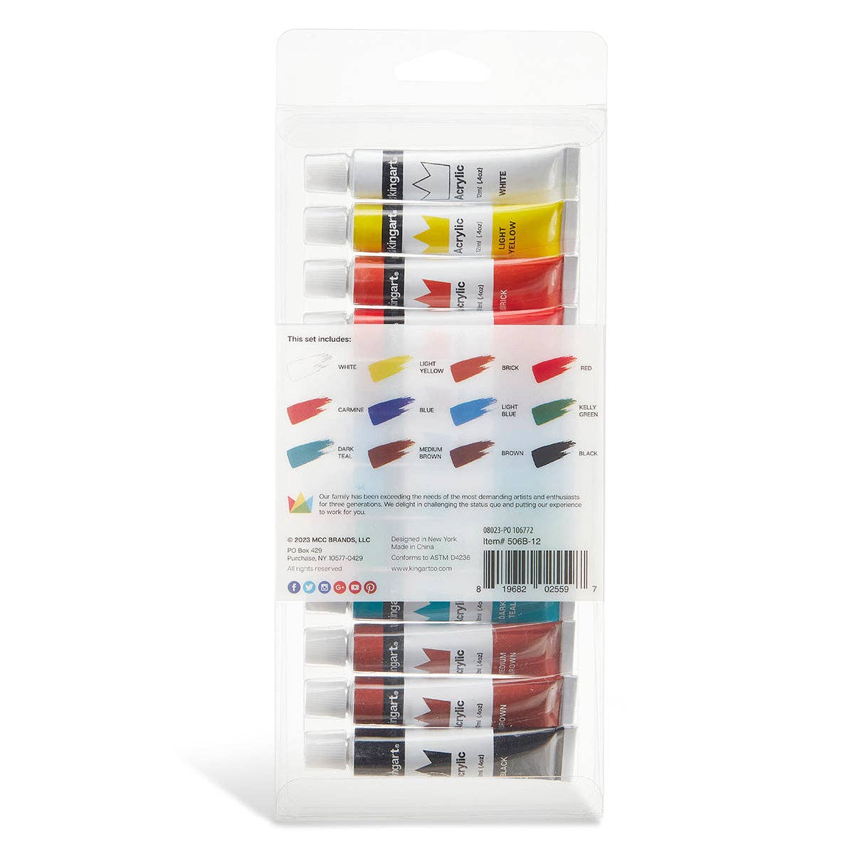 Studio Acrylic Paint - 12 Colors 12ml
