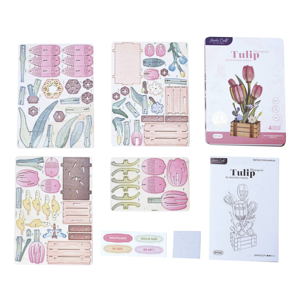 DIY Wooden Puzzle Kit- Tulip Bloom Set
