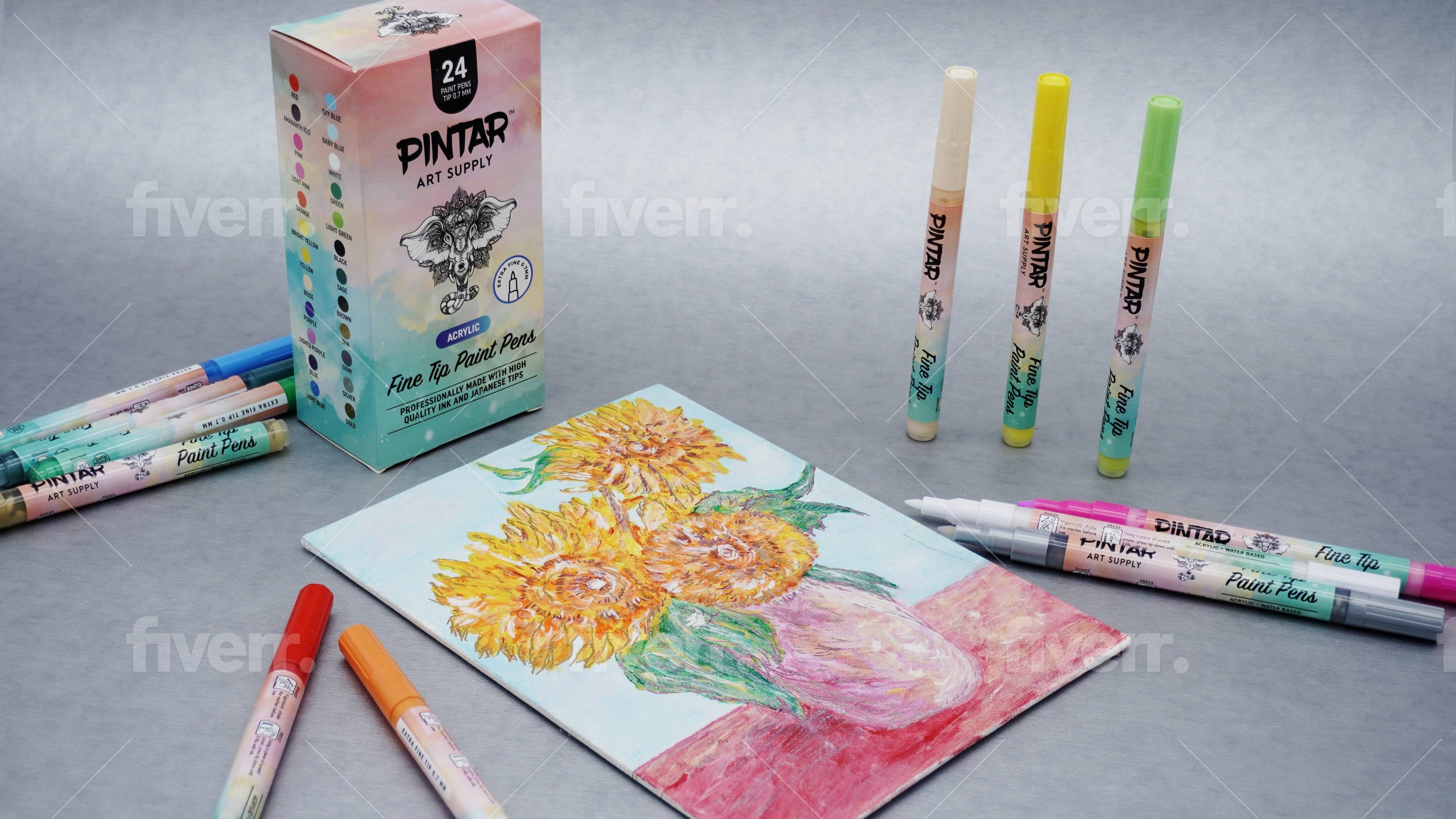 Acrylic Paint Markers - 24 Pack With 0.7 mm Tips