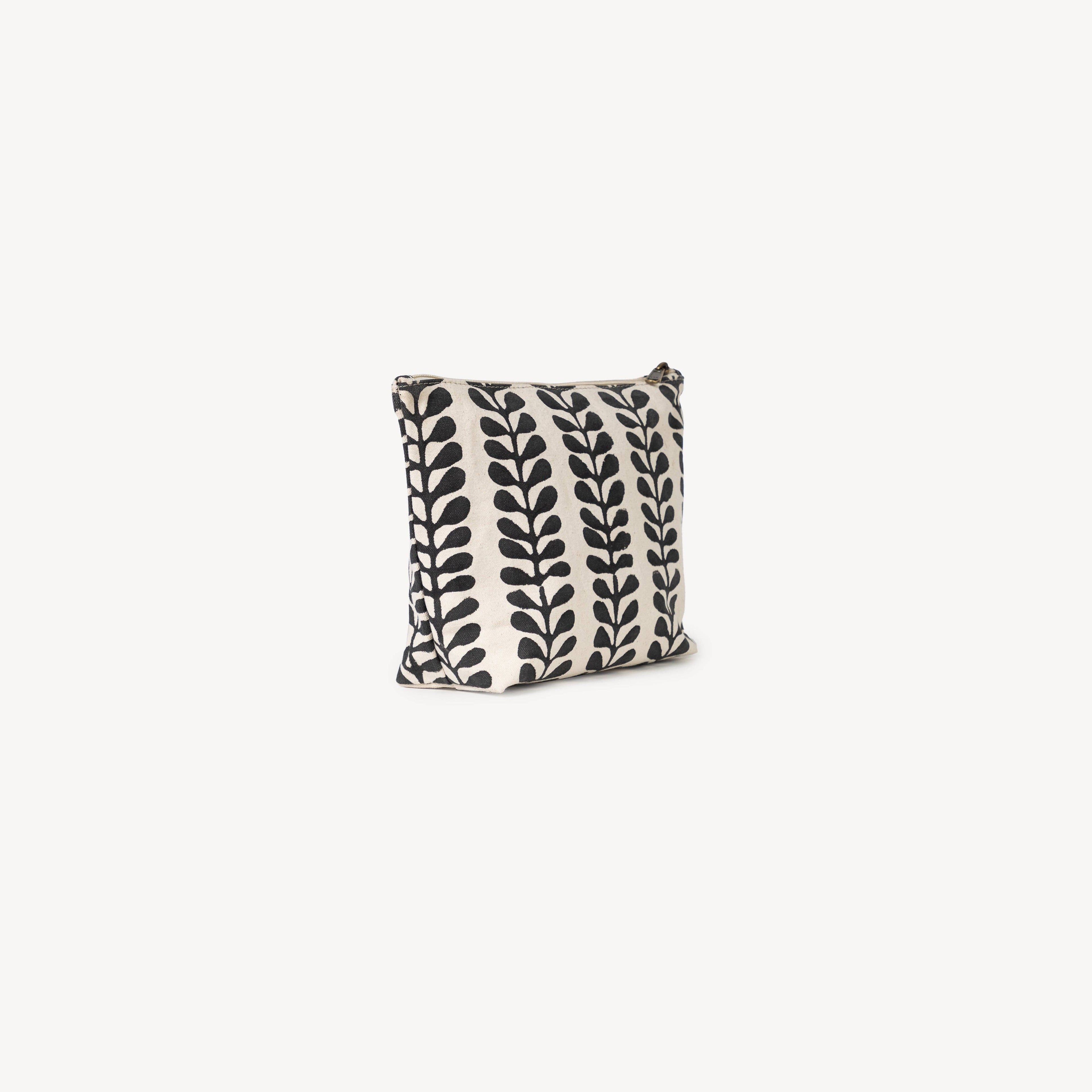 Hand Block Printed Waterproof Pouch - Fern