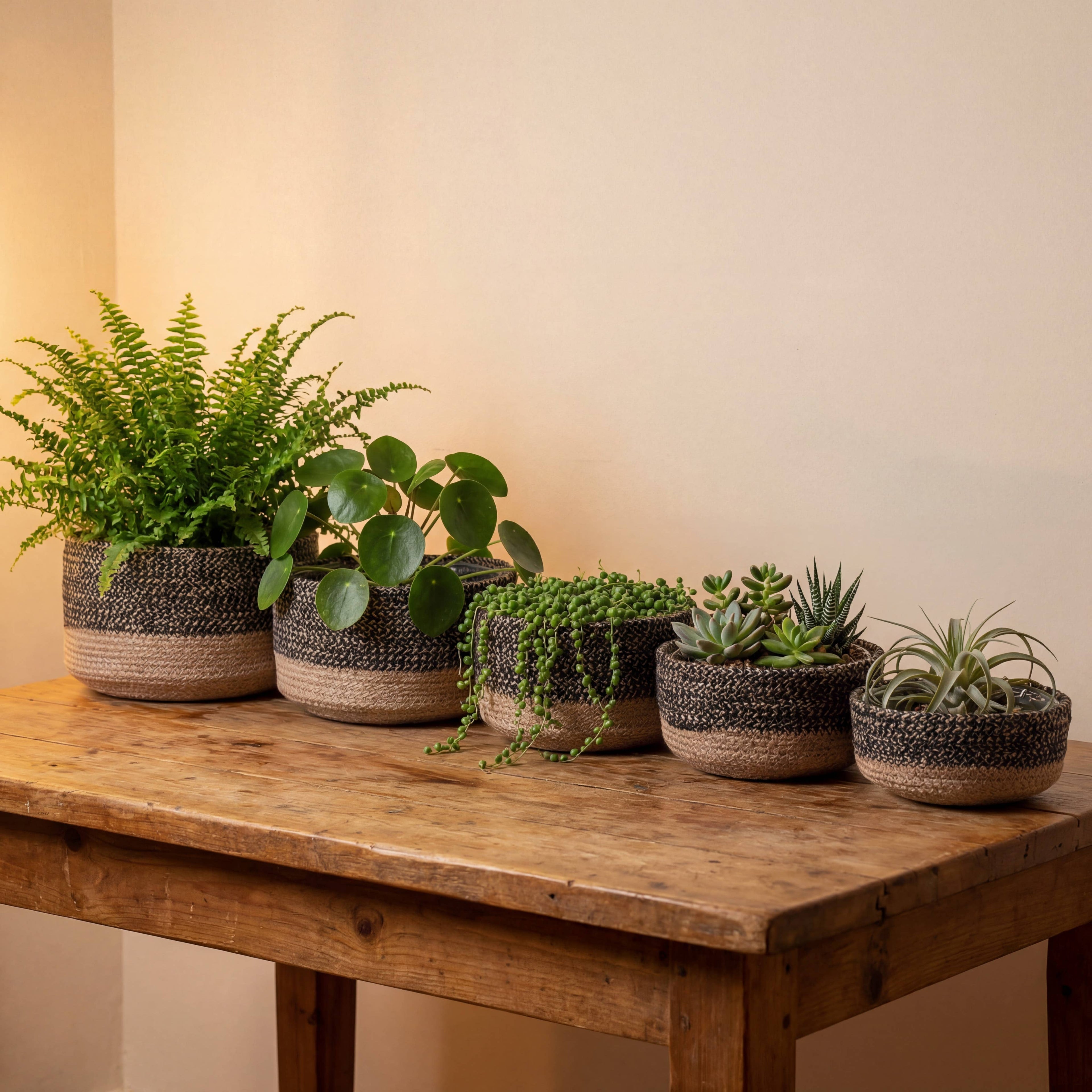 Jute Black Planter Basket