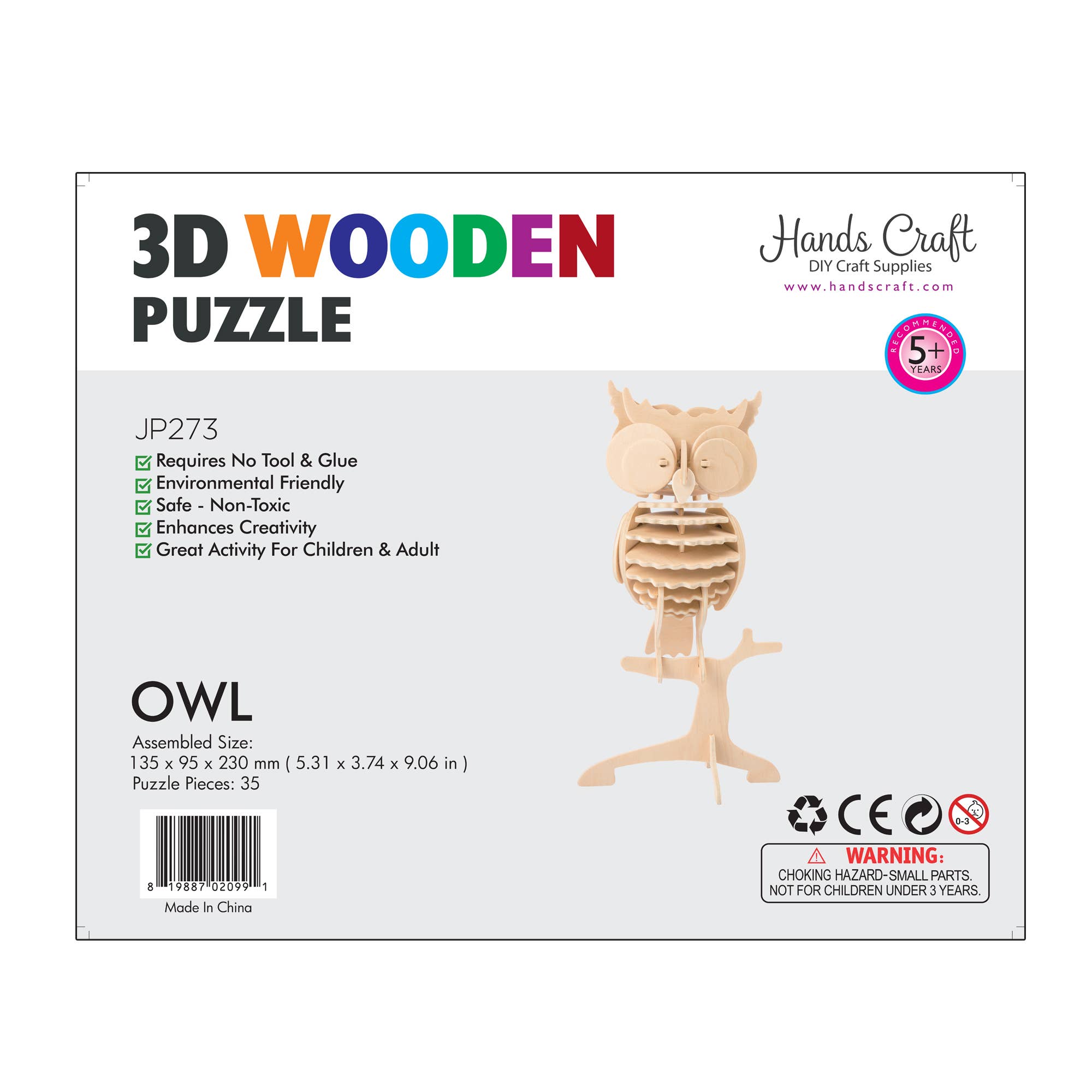 3D Wooden Puzzle: Owl