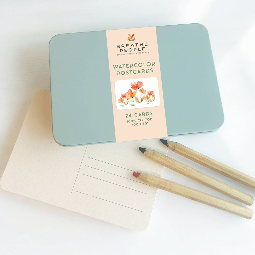 Watercolor Postcard Travel Tin