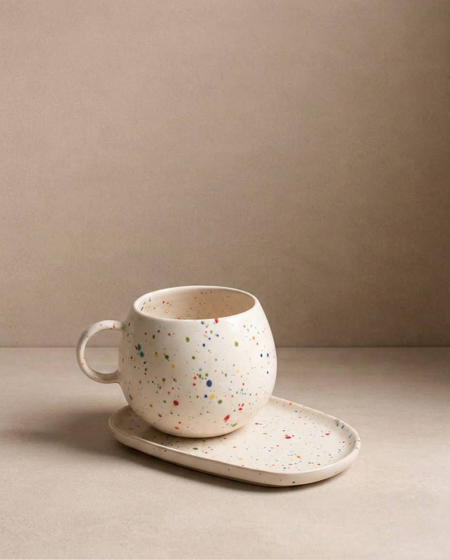 Stoneware Ceramic White Ball Mug