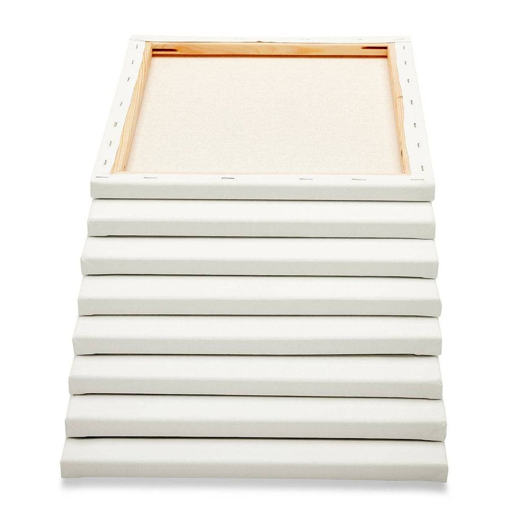 Stretched White Canvas - 11" x 14" - 8 Pack - 100% Cotton, Primed