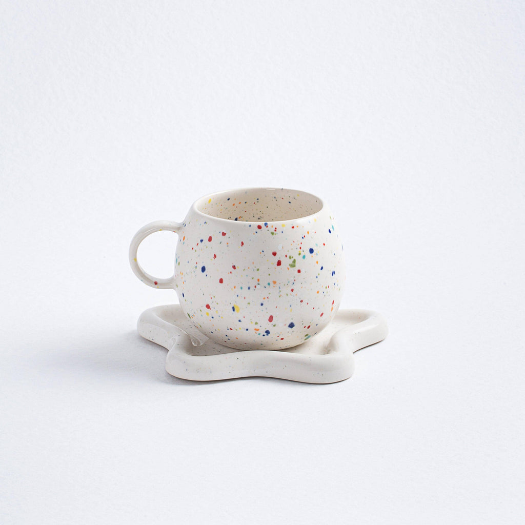 Stoneware Ceramic White Ball Mug