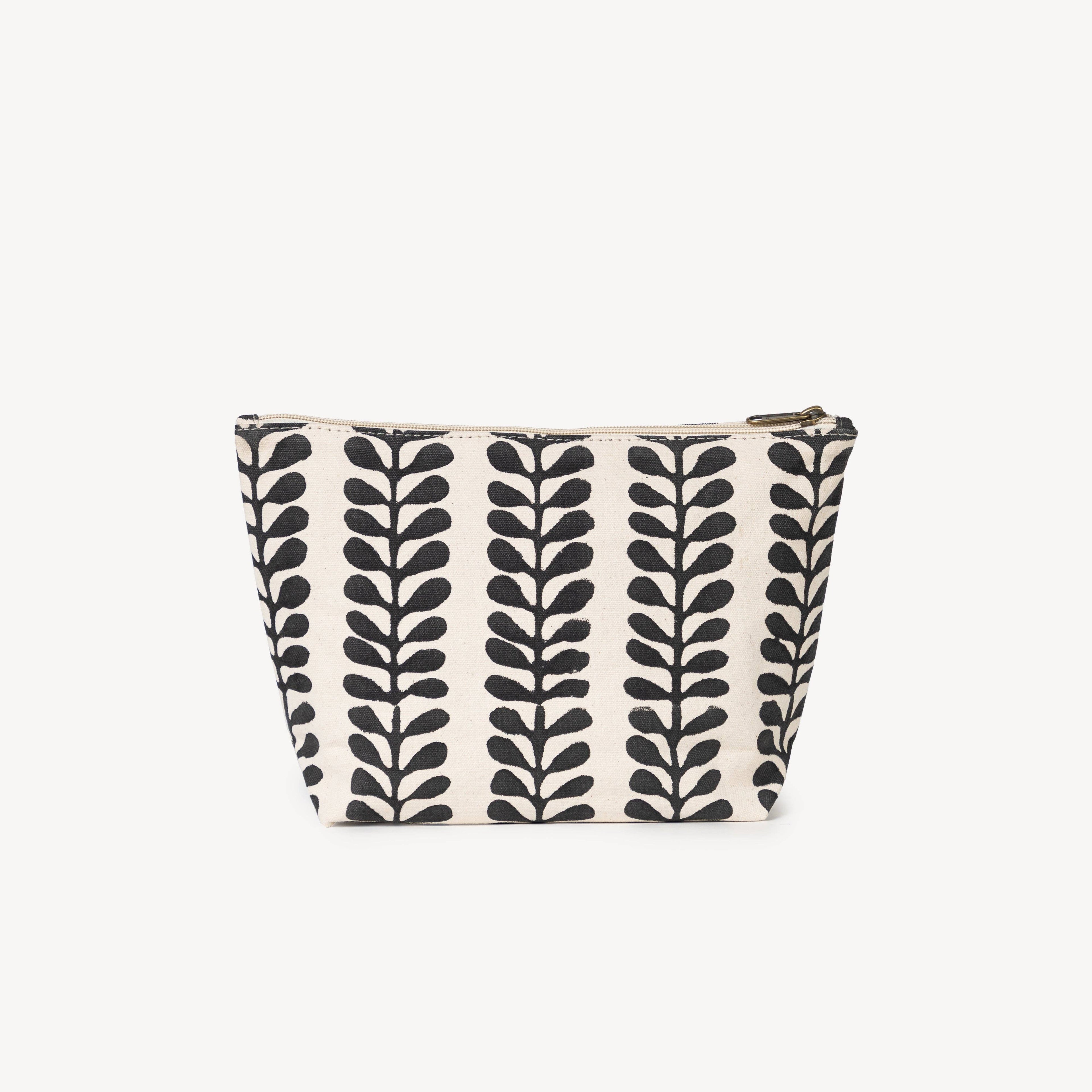 Hand Block Printed Waterproof Pouch - Fern