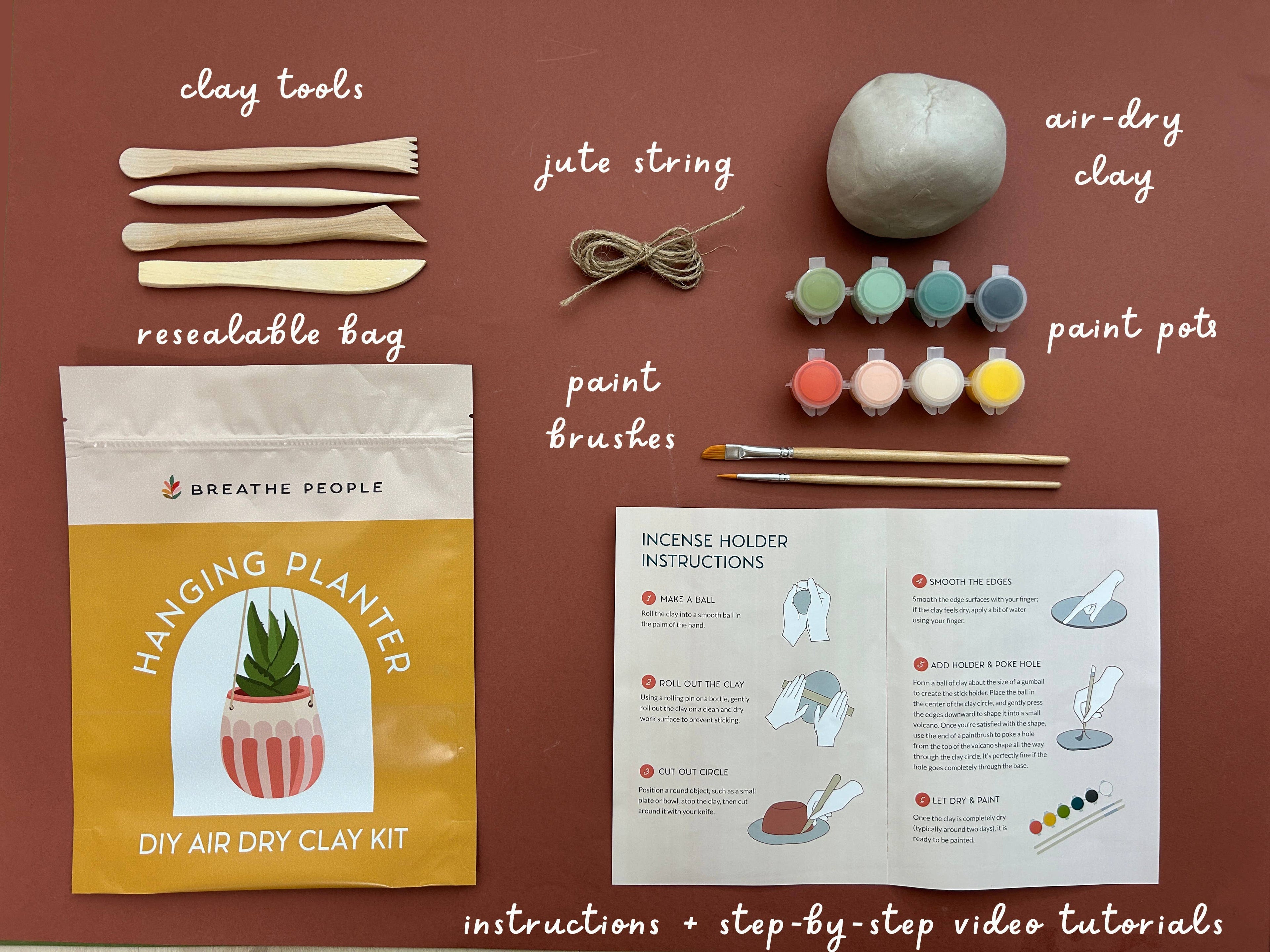 Air Dry Clay Kit- Make Your Own Hanging Plant Pot