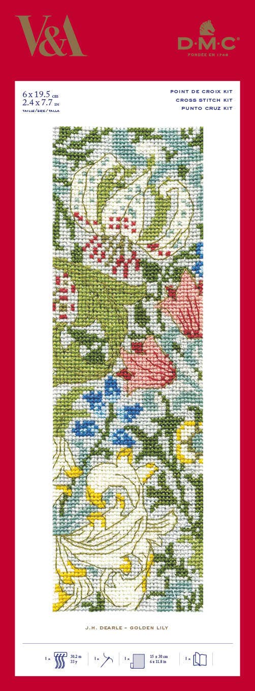 Golden Lily Cross Stitch Bookmark