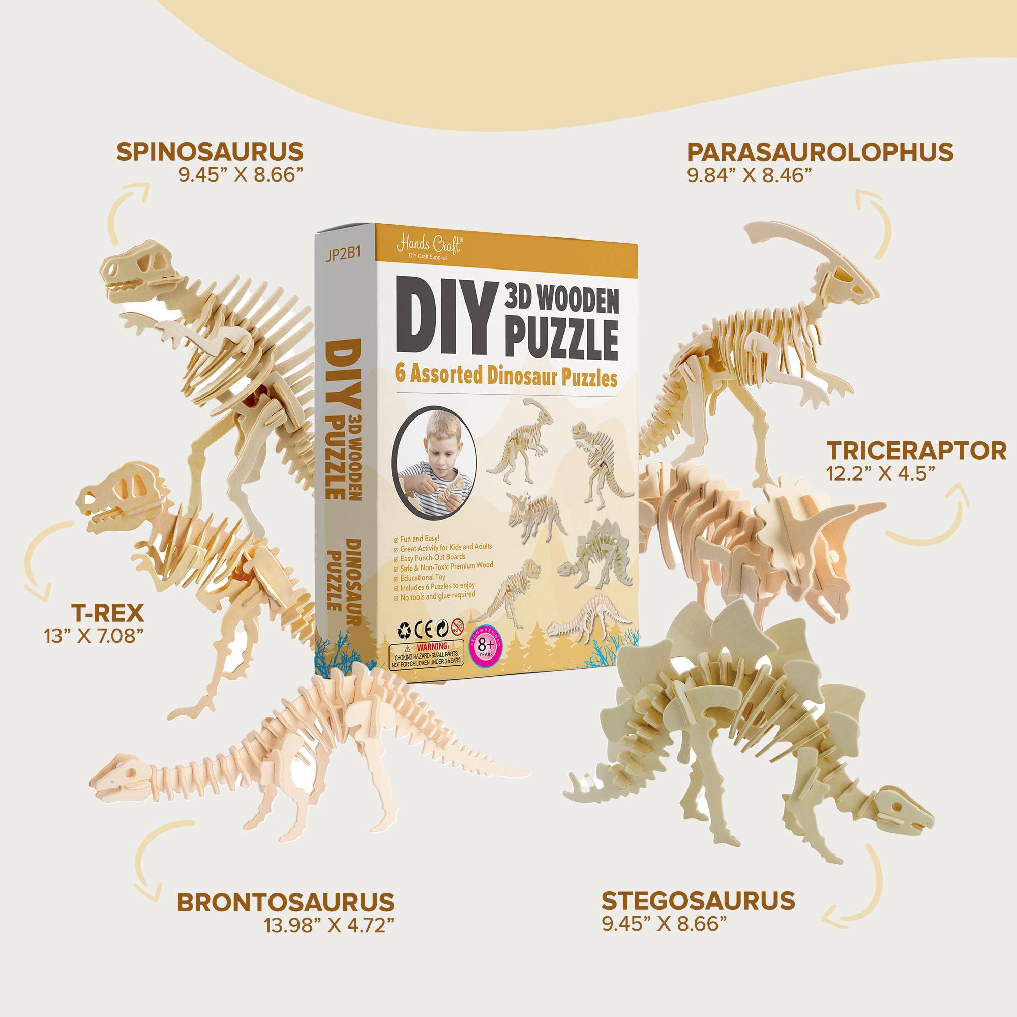 3D Wooden Puzzle Bundle Pack: Dinosaur