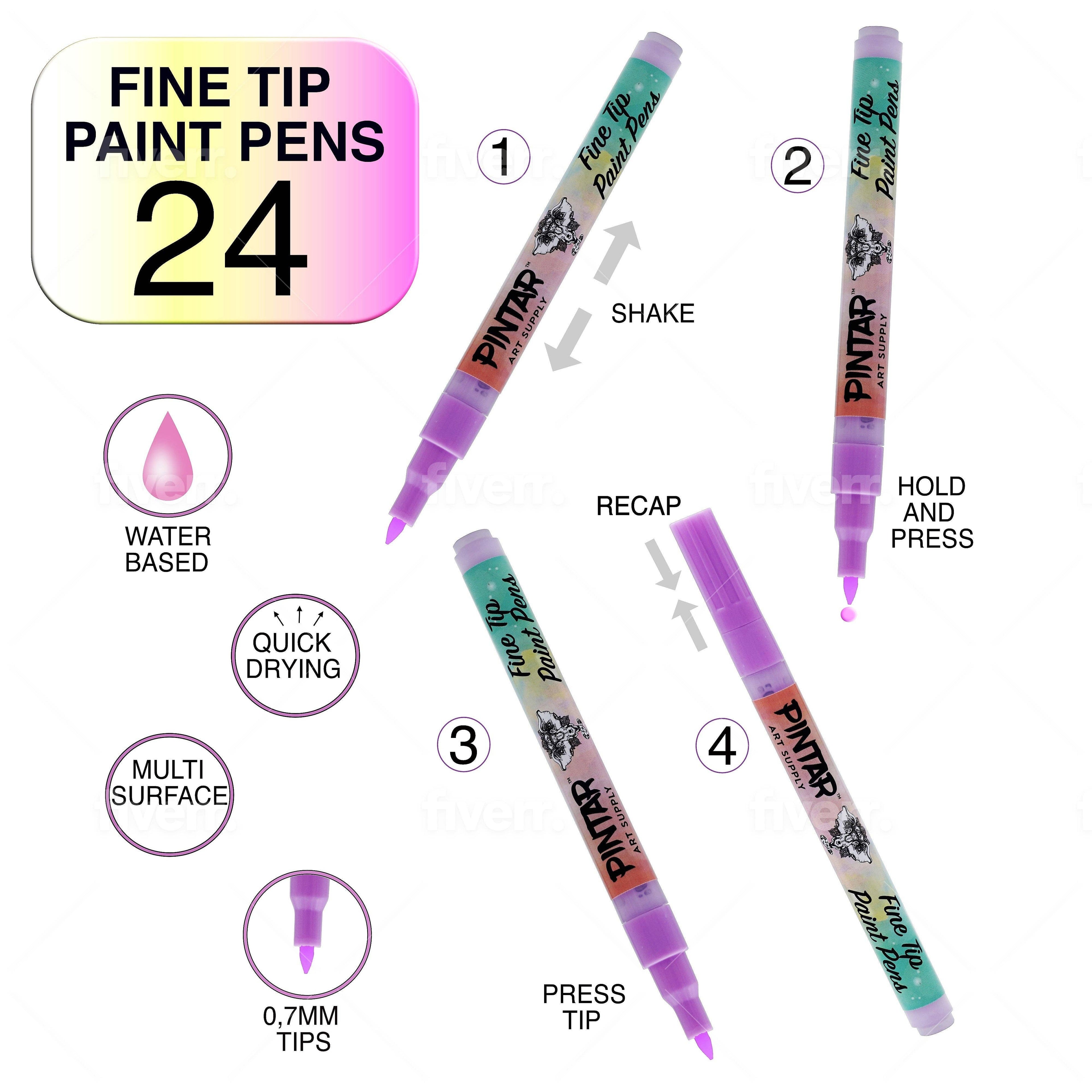 Acrylic Paint Markers - 24 Pack With 0.7 mm Tips