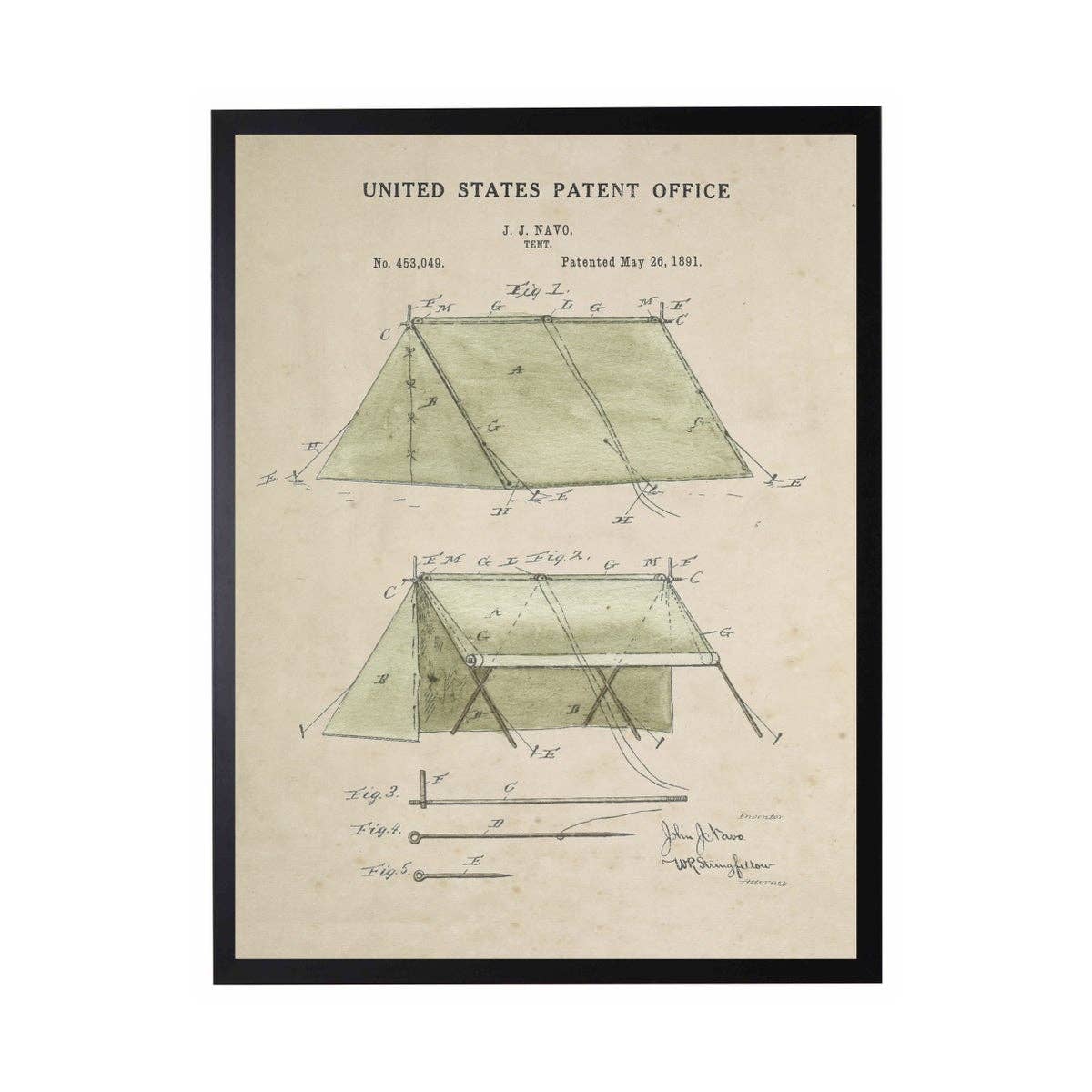 Watercolor Green Camping Tent Patent