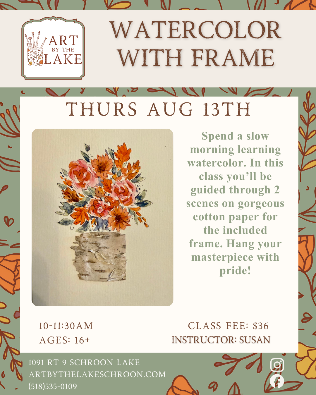 Aug 13-Watercolor Scene with Frame