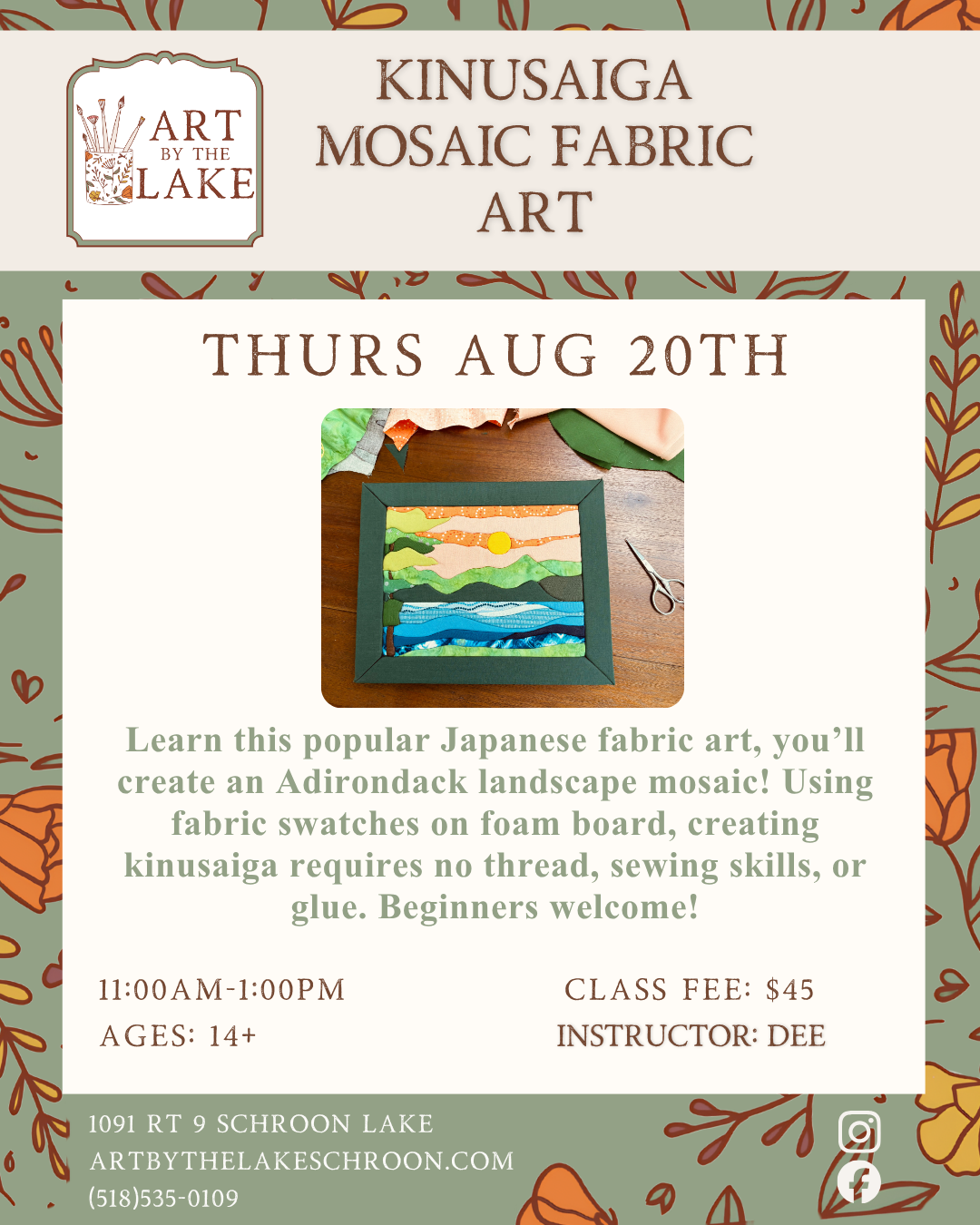 Aug 20- Kinusaiga Mosaic Fabric Art