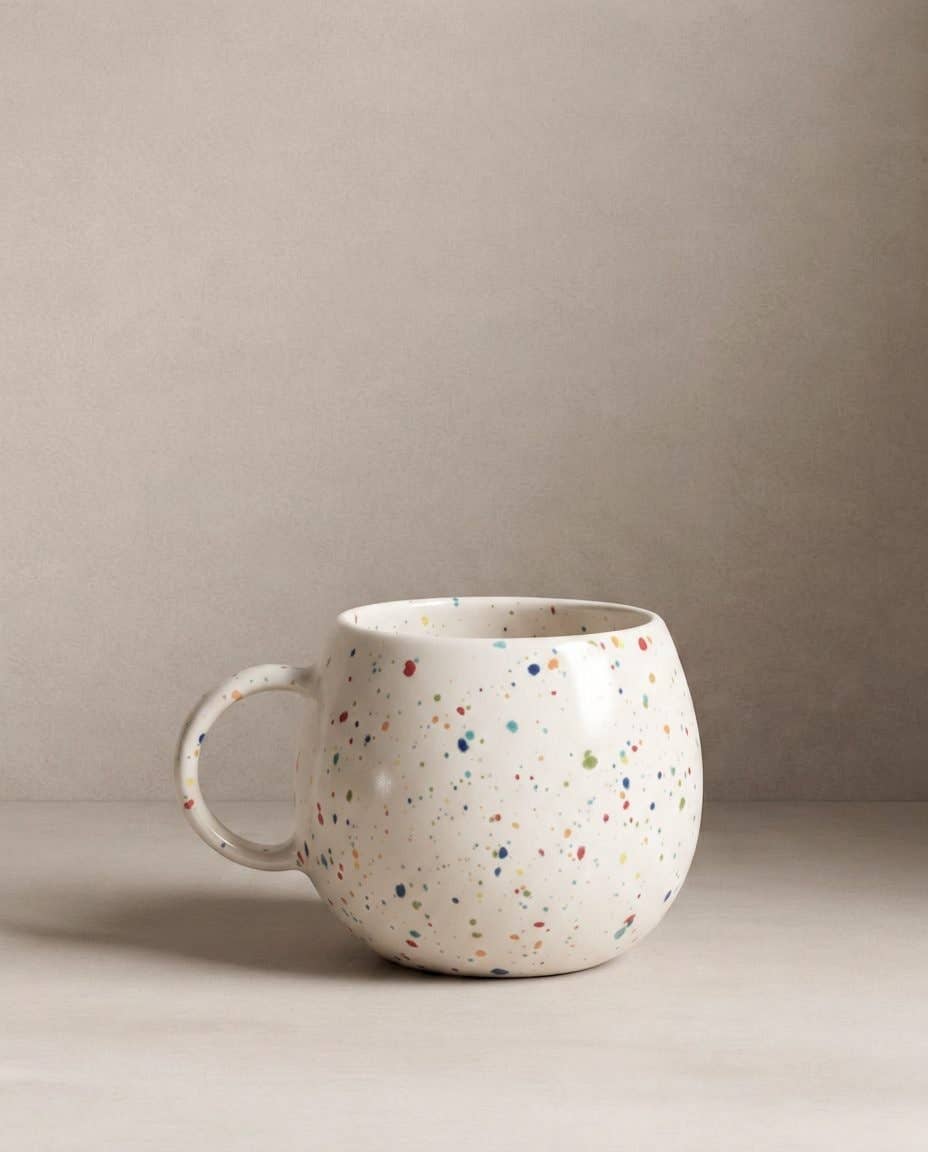 Stoneware Ceramic White Ball Mug
