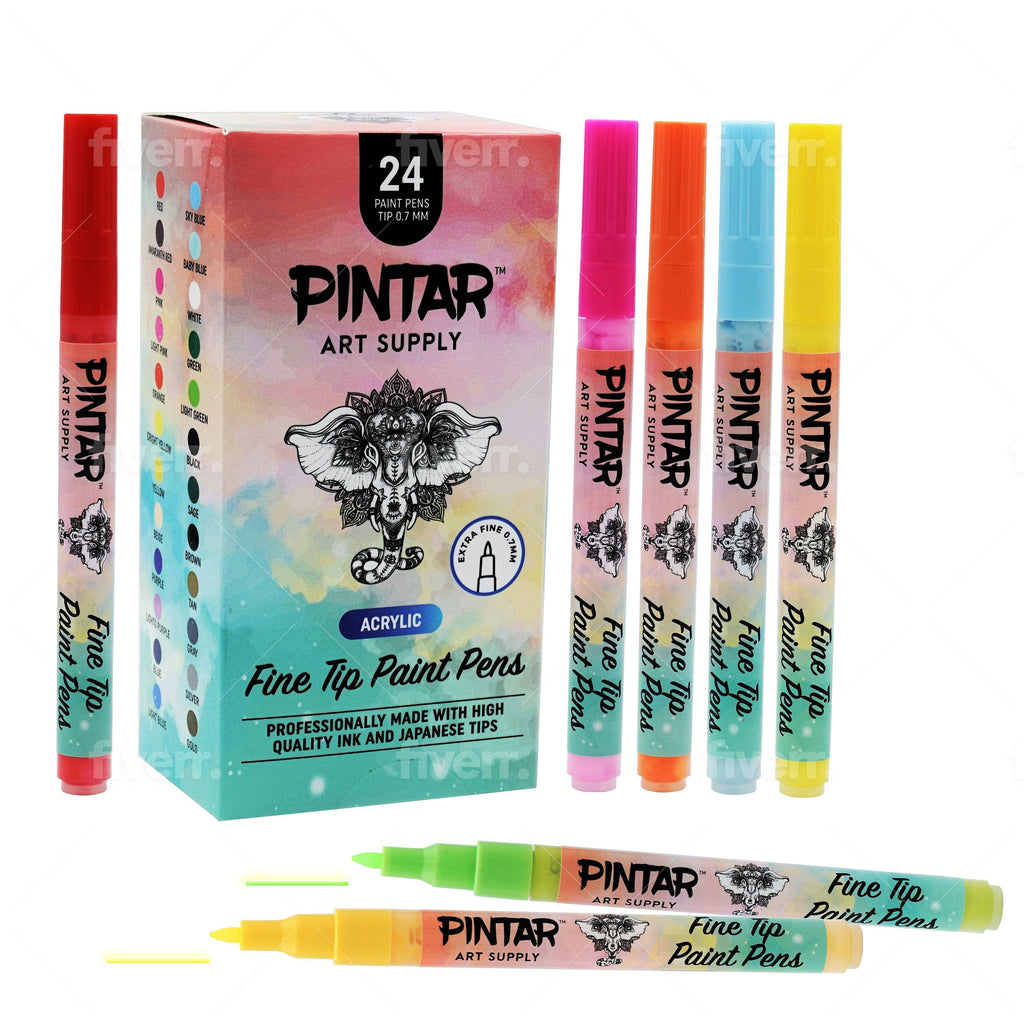 Acrylic Paint Markers - 24 Pack With 0.7 mm Tips