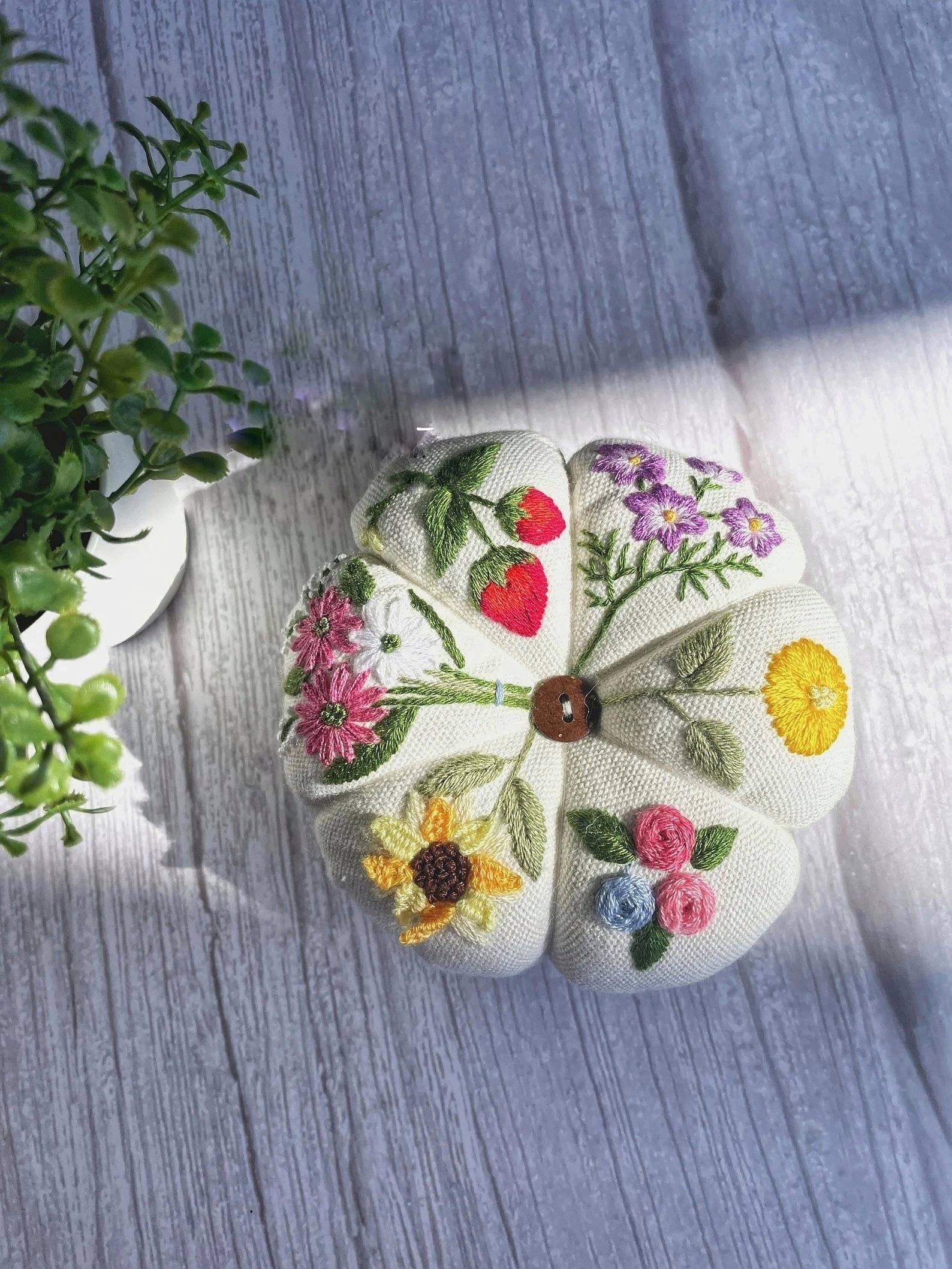 Garden Embroidery Pincushion