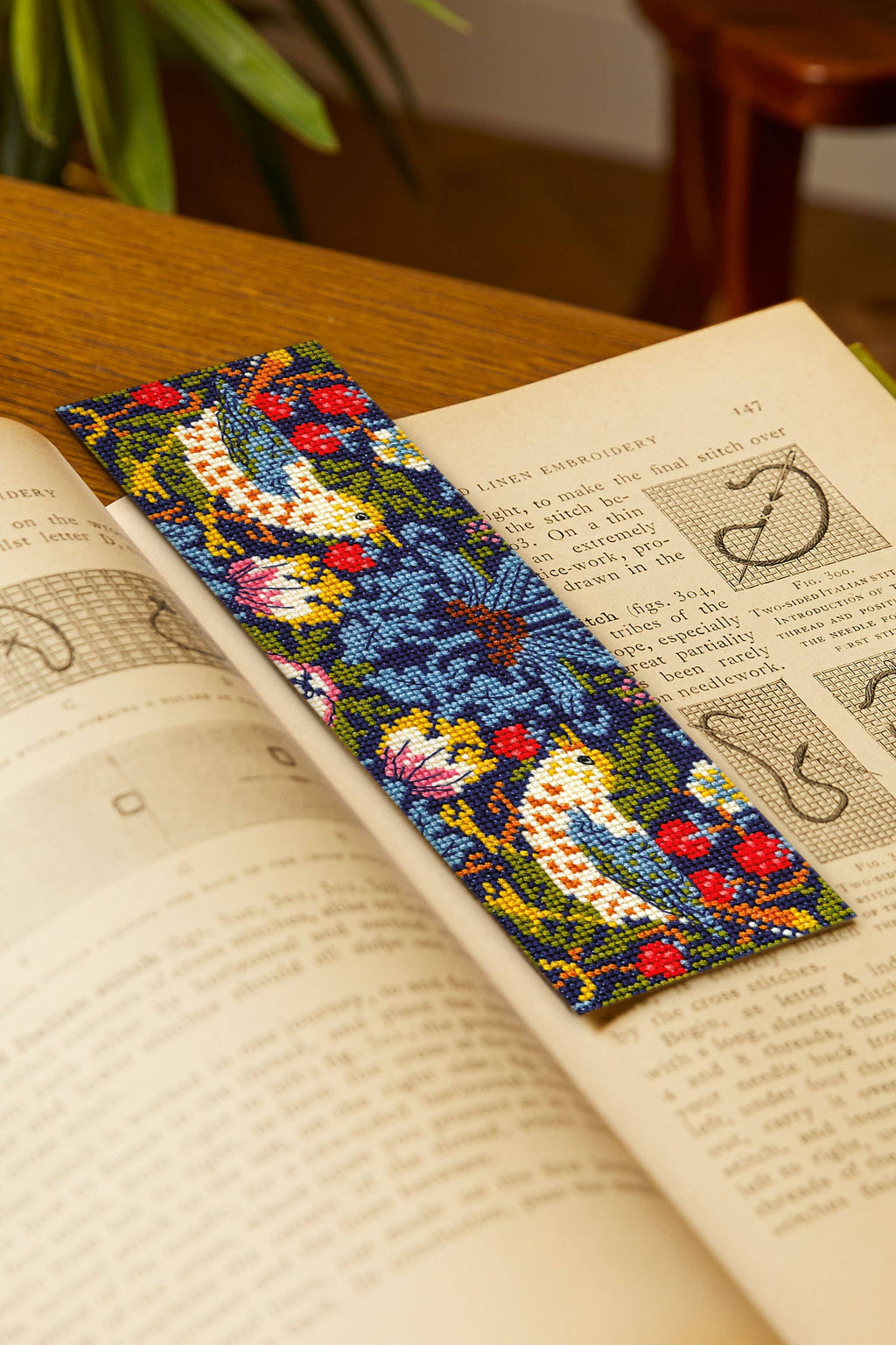 Strawberry Thief Cross Stitch Bookmark