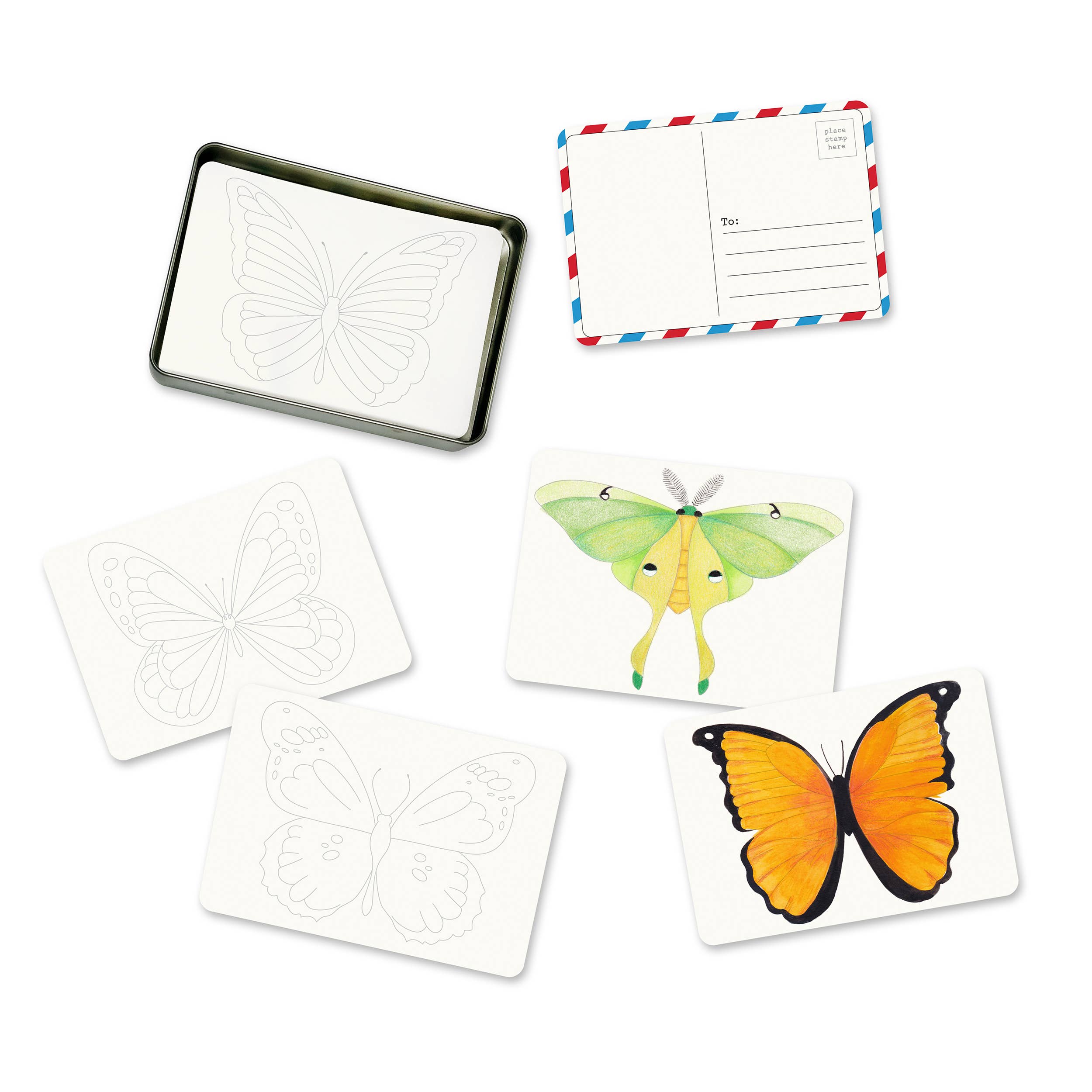 Coloring Postcards Butterfly & Moth Designs (30cards)