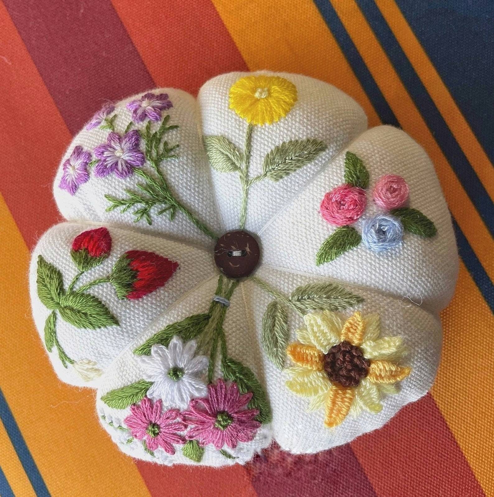 Garden Embroidery Pincushion