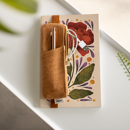 Burgundy Bloom Layflat Notebook & Pouch Set