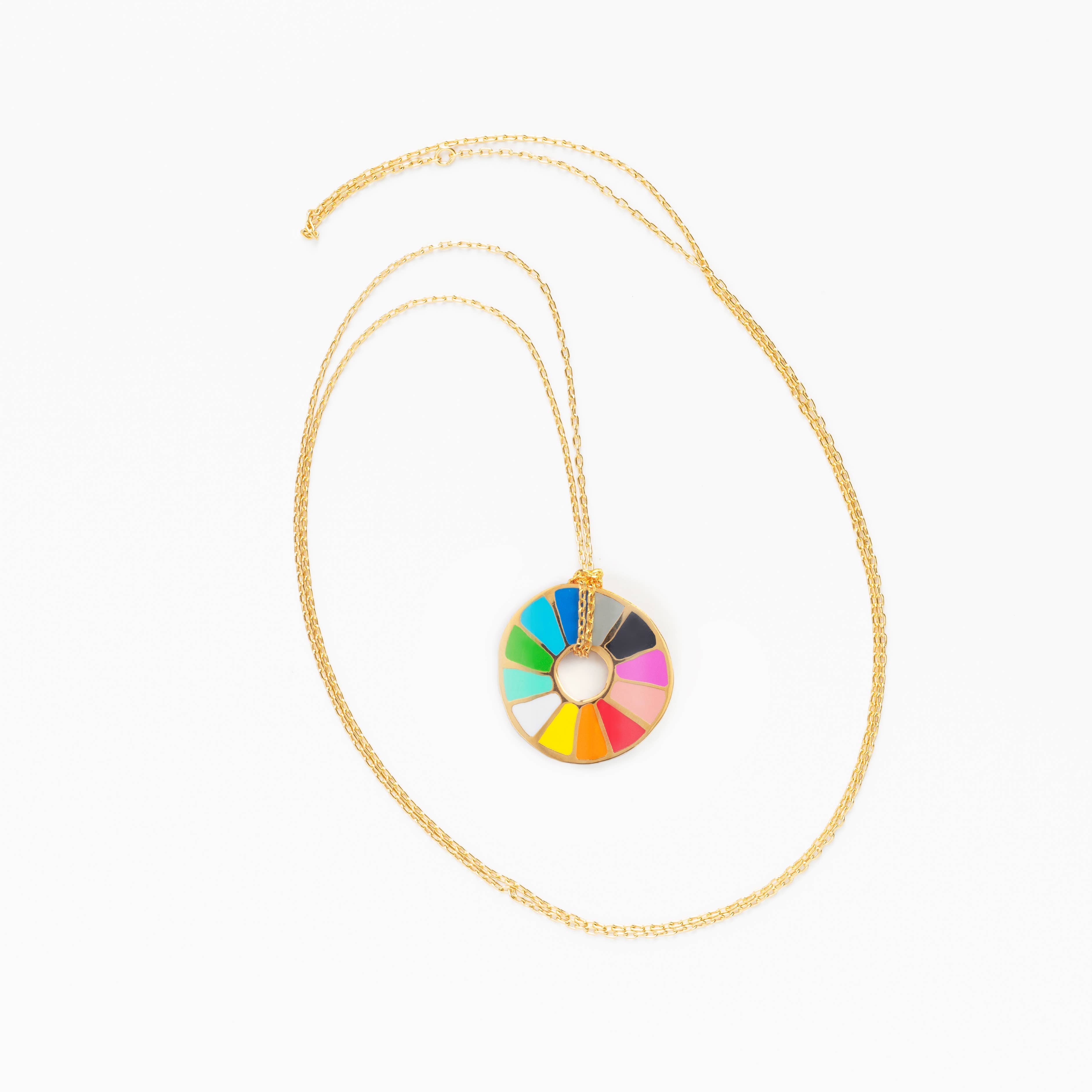 Color Wheel Gold Pendant Necklace |