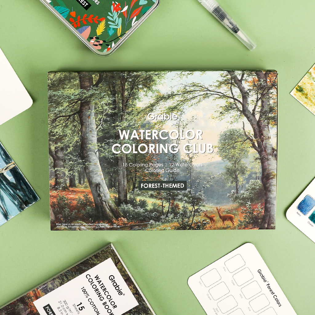 Watercolor Coloring Club Box- Forest