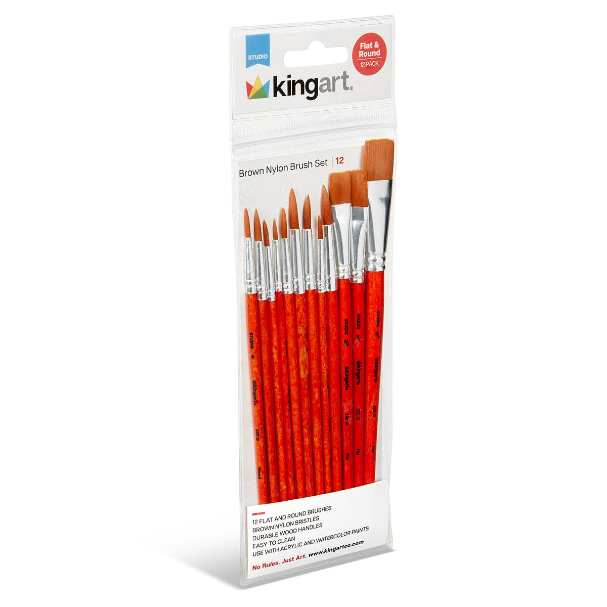 Studio Mixed Media Gold Nylon Brush Set - 12 pc