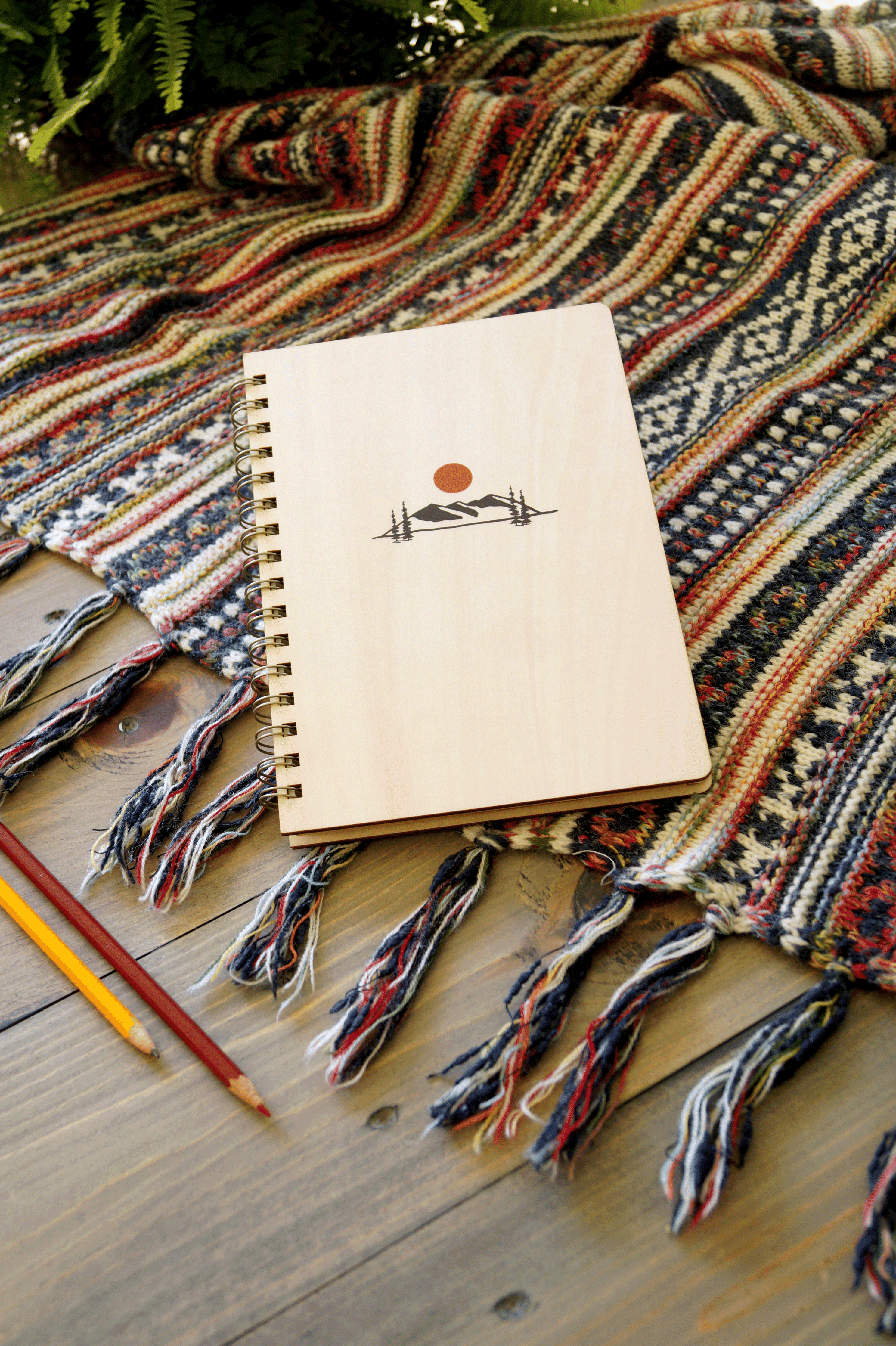 Mountain Sunrise Wood Spiral Journal Notebook